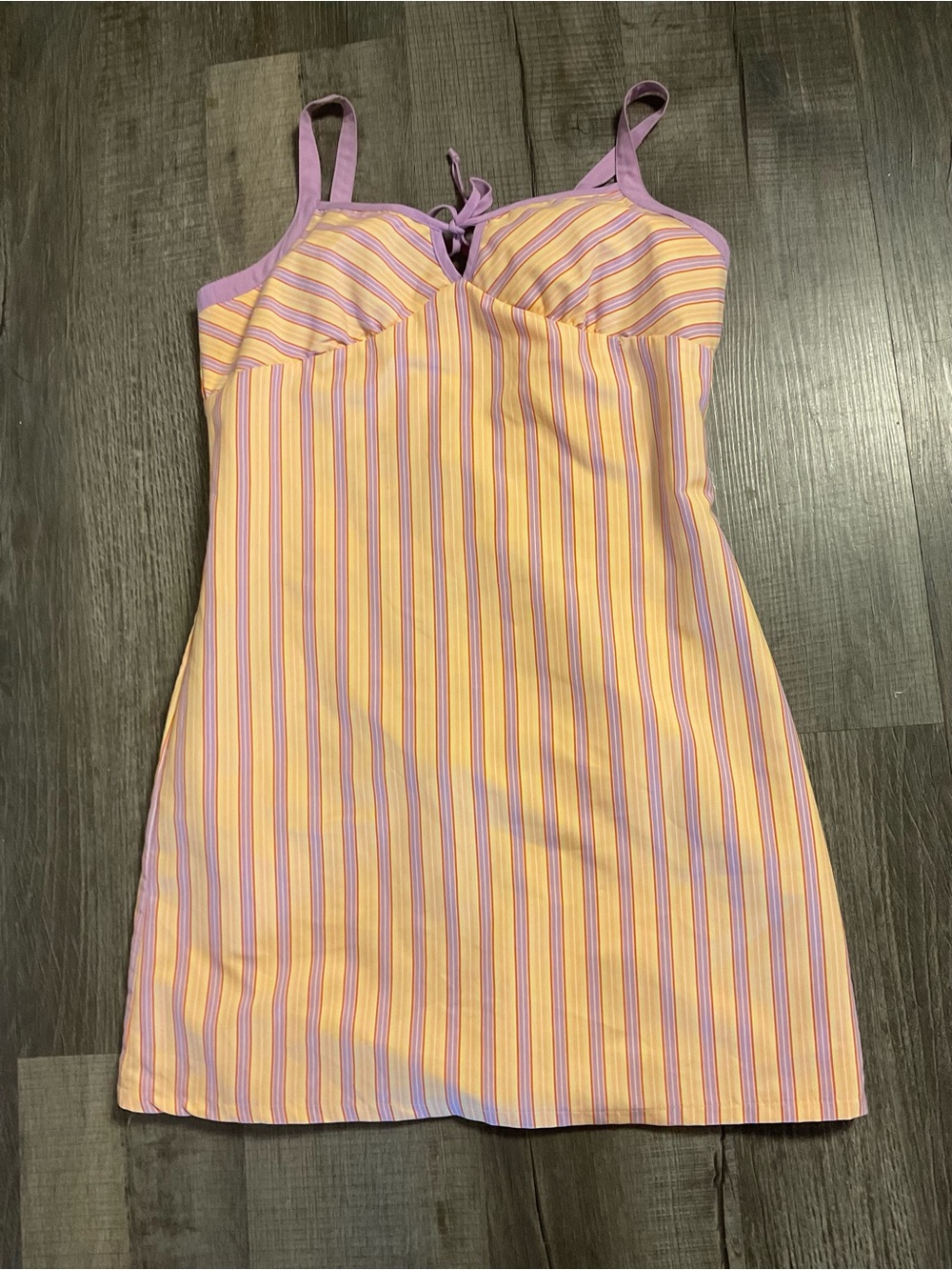 Handmade Reversible Cotton Sundress Floral Stripe Tie Strap Dress M/L Boho - Picture 3 of 10